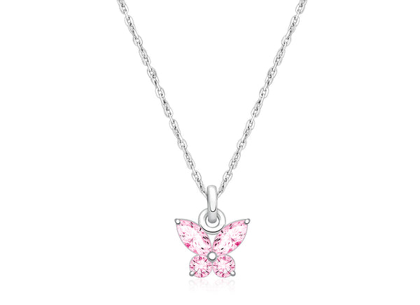 Gia™ Baby Butterfly, Pink CZ Children’s Necklace for Girls – Sterling Silver
