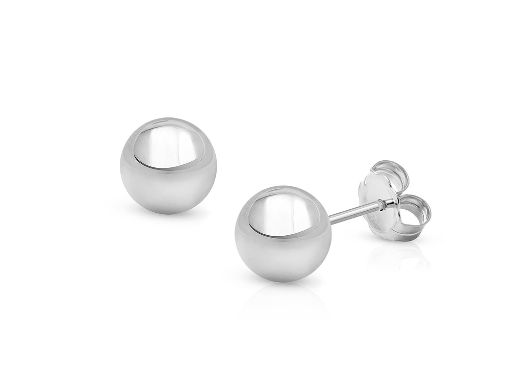 6mm Classic Round Studs, Teen’s Earrings, Friction Back – 14K White Gold