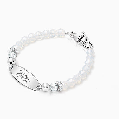 Follow Your Heart, Baby/Children’s Engraved ID Bracelet for Girls – 14K White Gold