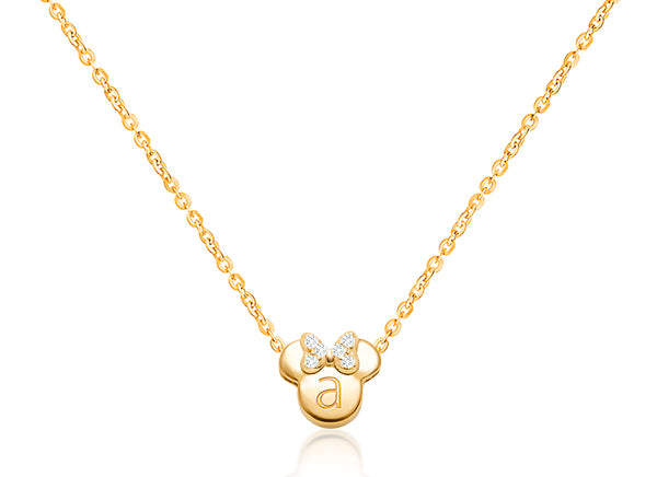Mini Sliding Miss Mouse, Engraved Children’s Necklace for Girls (FREE Personalization) – 14K Gold