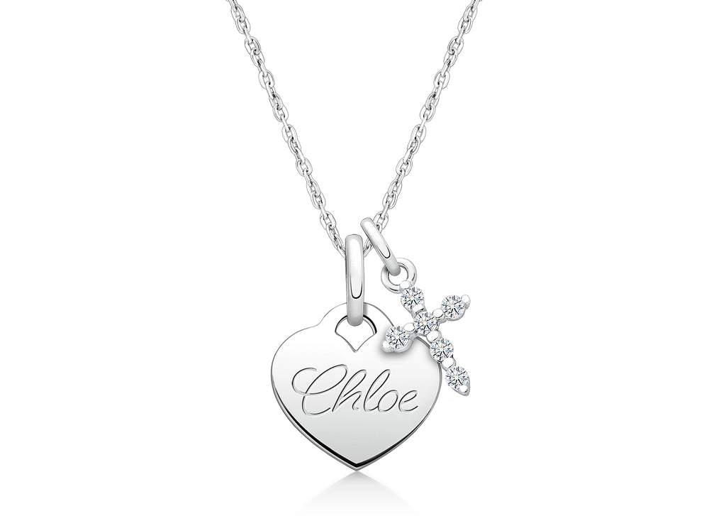 Baby Heart, Christening/Baptism Children’s Necklace for Girls (50+ Optional Charms & FREE Engraving) – Sterling Silver