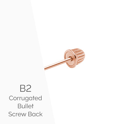 Earring Back (B1) Smooth Bullet Screw Back – 14K White Gold