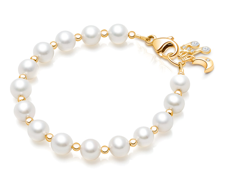 Timeless Pearls, Baby/Children’s Beaded Bracelet for Girls – 14K Gold