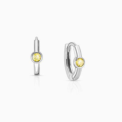 November Birthstone 9mm Huggie Hoops, Swarovski® Crystal Baby/Children’s Earrings – Sterling Silver