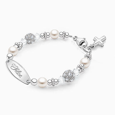 Birthstone, Christening/Baptism Baby/Children’s Engraved Bracelet for Girls (All 12 Birthstones Avail) – Sterling Silver