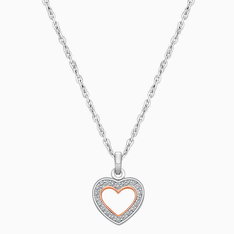 Rosabella™ Heart Silhouette, Children’s 2-Tone Necklace for Girls – Sterling Silver