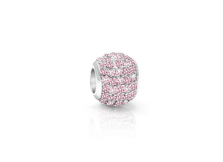 Baby Girl, Sterling Silver and Light Pink CZ Sparkling Lights Pavé Round – Children’s Adoré™ Charm