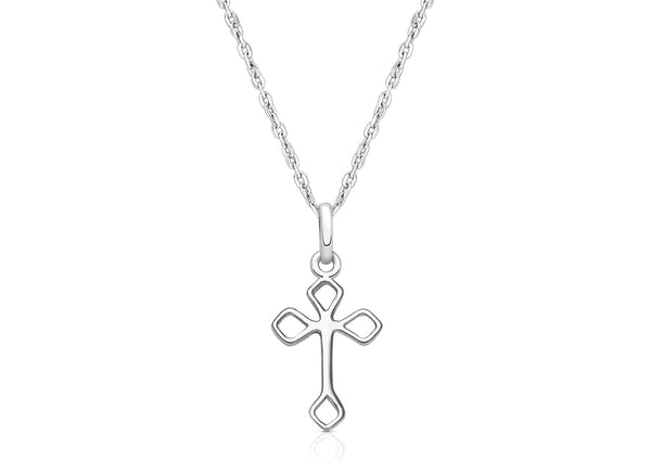 Diamond Point Cross, Children’s Necklace for Girls – Sterling Silver