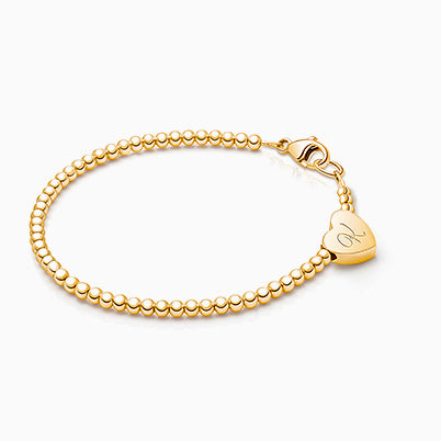 Dainty Heart, Baby/Children’s Beaded Bracelet for Girls (INCLUDES Engraved Initial) – Sterling Silver