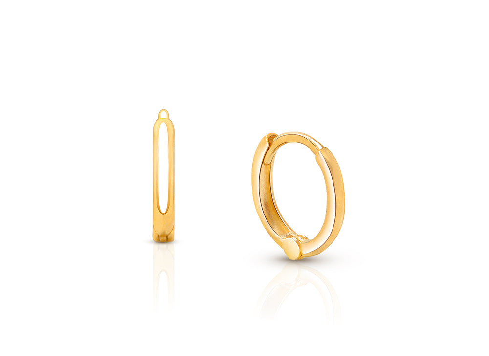 9mm Classic Huggie Hoops, Baby/Children’s Earrings – 14K Gold