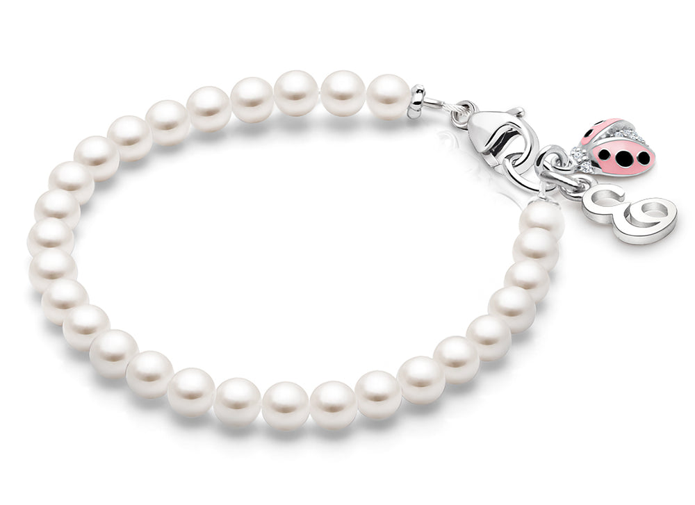 4mm Cultured Pearls, Baby/Children’s Beaded Bracelet for Girls – Sterling Silver