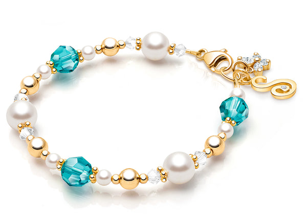 My Little Sunshine Birthstone, Baby/Children’s Beaded Bracelet for Girls (All 12 Birthstones Avail) – 14K Gold