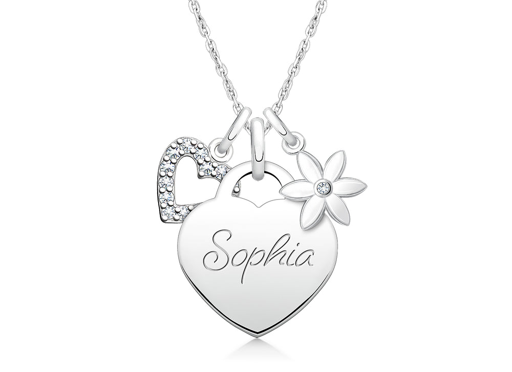 Small Heart “Design Your Own” Children’s Necklace for Girls (50+ Optional Charms & FREE Engraving) – Sterling Silver