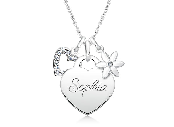 Small Heart “Design Your Own” Children’s Necklace for Girls (50+ Optional Charms & FREE Engraving) – Sterling Silver
