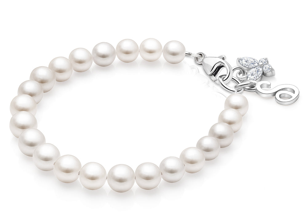 5mm Cultured Pearls, Teen’s Beaded Bracelet for Girls – Sterling Silver