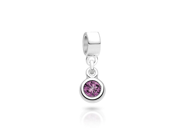 February Birthstone – Amethyst, Sterling Silver and Swarovski® Colored Crystal – Children’s Adoré™ Dangle Charm