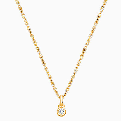 My 1st Diamond, Teeny Tiny Children’s Necklace with Genuine Diamond for Girls – 14K Rose Gold