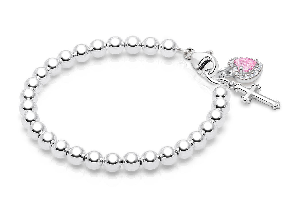4mm Tiny Blessings Beads, Christening/Baptism Baby/Children’s Beaded Bracelet for Girls – Sterling Silver