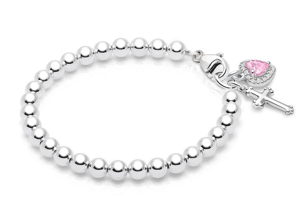 4mm Tiny Blessings Beads, Christening/Baptism Baby/Children’s Beaded Bracelet for Girls – Sterling Silver