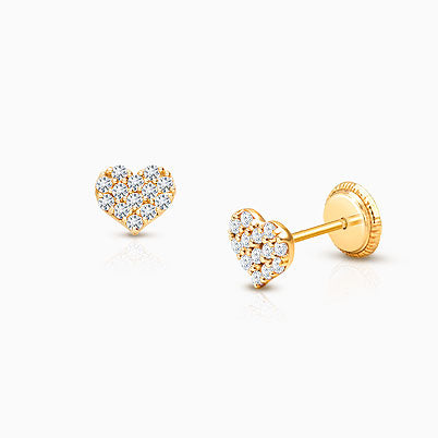 Heart – Diamond Pavé Baby/Children’s Individual Charm (Add to Your Existing Bracelet or Necklace) – 14K Gold