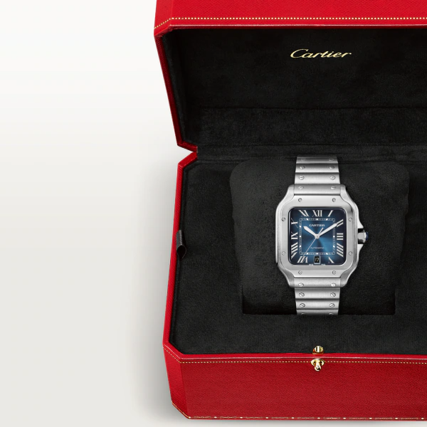 Unworn Santos, Stainless Steel, 39.8mm, Ref# WSSA0030, box and papers
