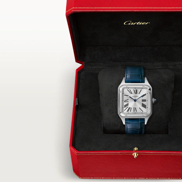 Unworn Santos Dumont, Stainless Steel, 43.5mm x 31.4mm, Ref# WSSA0022, box and papers