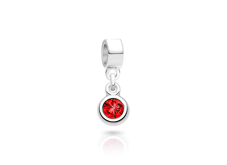 July Birthstone – Ruby, Sterling Silver and Swarovski® Colored Crystal – Children’s Adoré™ Dangle Charm