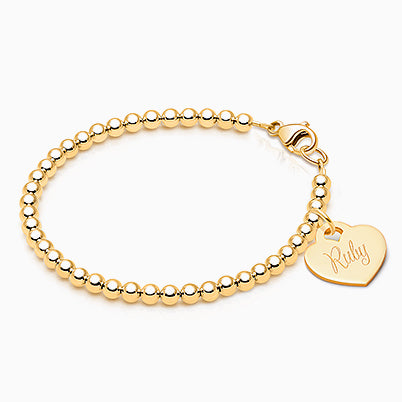 14K Gold Baby Heart “Design Your Own” Children’s Necklace for Girls (Optional Charms & FREE Engraving) – 14K Gold