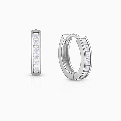 Birthstone 9mm Huggie Hoops, Swarovski® Crystal (All 12 Birthstones Available) Teen’s Earrings – Sterling Silver