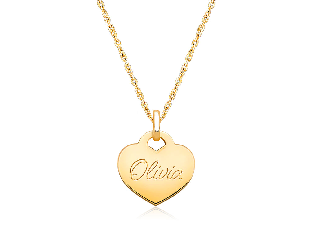 14K Gold Baby Heart, Engraved Communion Children’s Necklace for Girls (FREE Personalization) – 14K Gold