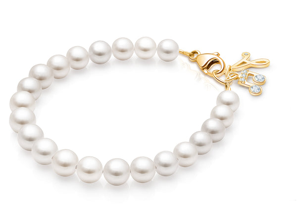 5mm Cultured Pearls, Teen’s Beaded Bracelet for Girls – 14K Gold
