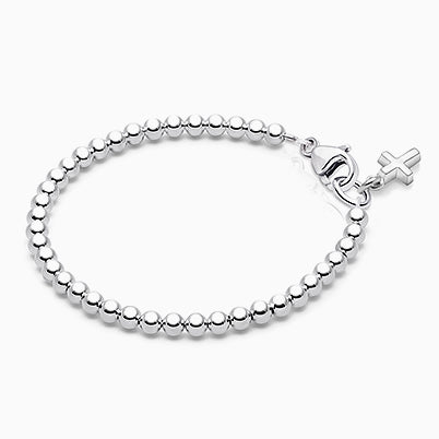 Diamond Cross, Christening/Baptism Baby/Children’s Name Bracelet for Girls – Sterling Silver