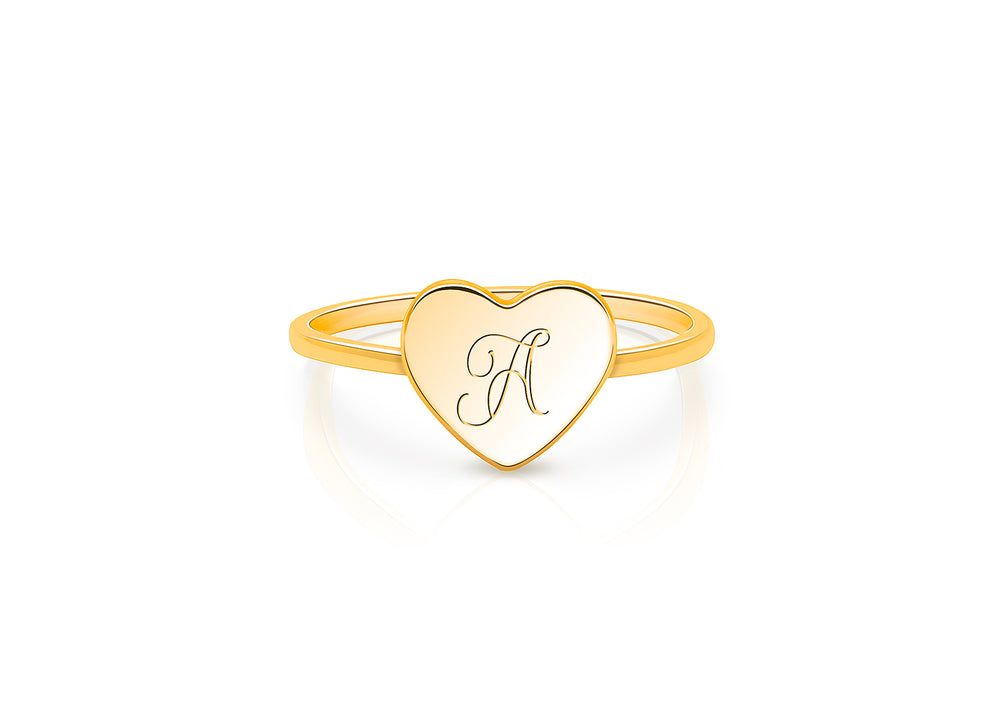 Heart Signet, Size 5, Engraved Children’s Ring for Girls (FREE Personalization) – 14K Gold