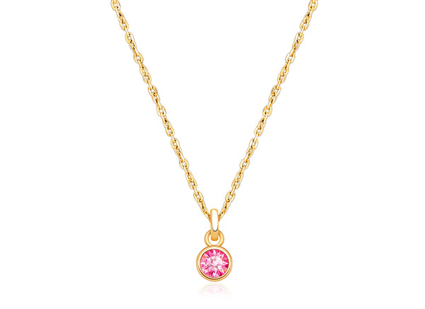 tB® Birthstone, Children’s Personalized Necklace for Girls (All 12 Crystal Birthstones Available) – 14K Gold