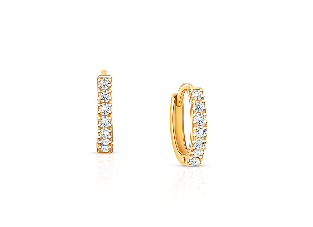 Timeless Pavé CZ 9mm Huggie Hoops, Baby/Children’s Earrings – 14K Gold