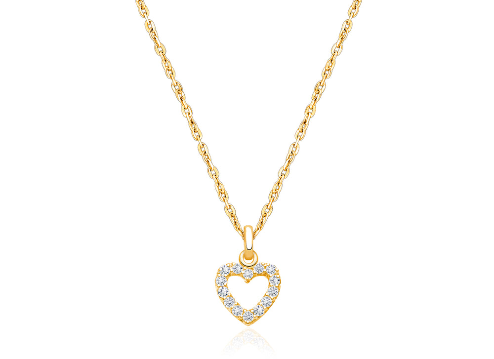 Pure Splendor Heart with Genuine Diamonds, Children’s Necklace for Girls – 14K Gold