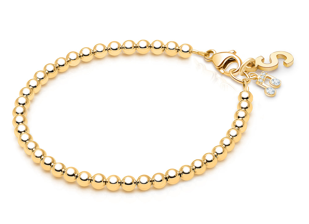 3mm Tiny Blessings Beads, Baby/Children’s Beaded Bracelet for Boys – 14K Gold