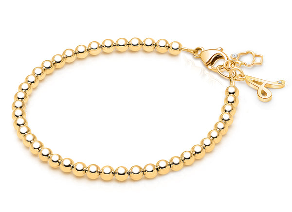 3mm Tiny Blessings Beads, Baby/Children’s Beaded Bracelet for Girls – 14K Gold