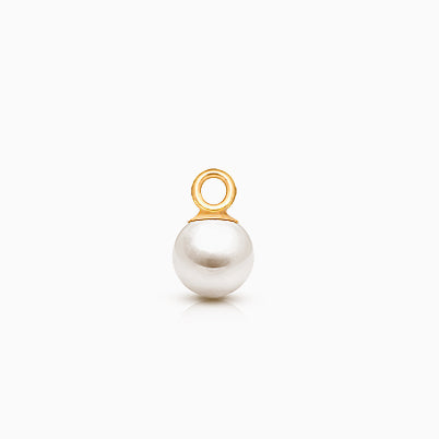Pearl – White, AAA Grade Perfect Round Baby/Children’s Individual Charm (Add to Your Existing Bracelet or Necklace) – 14K Gold