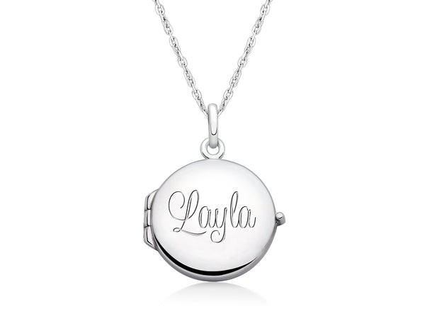 Round Locket, Engraved Communion Children’s Necklace for Girls (FREE Personalization) – Sterling Silver