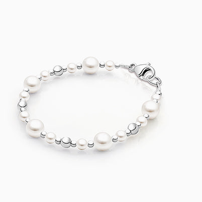 Diamonds & Pearls, Baby/Children’s Beaded Bracelet for Girls – Sterling Silver