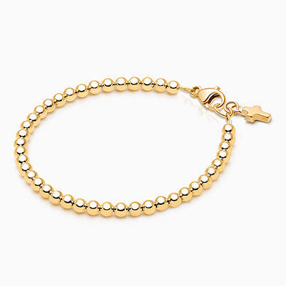 4mm Tiny Blessings Beads, Christening/Baptism Baby/Children’s Beaded Bracelet for Boys – 14K Gold