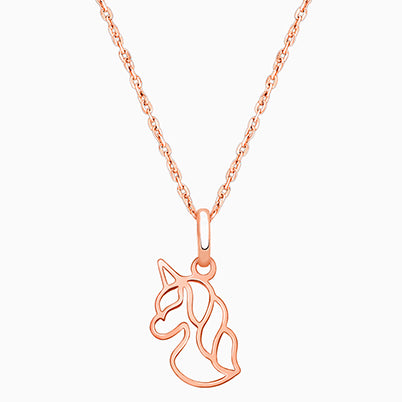 Unicorn Dreams, Children’s Necklace for Girls – 14K Rose Gold