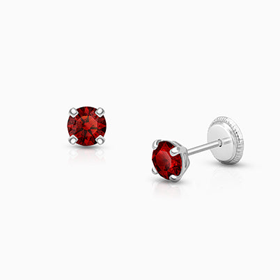 January Birthstone Studs, 4mm Swarovski® Crystal Baby/Children’s Earrings, Screw Back – 14K Gold