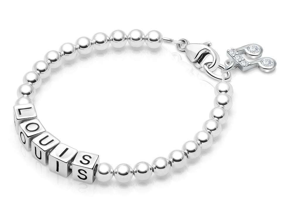 4mm Tiny Blessings Beads, Baby/Children’s Name Bracelet for Boys – Sterling Silver