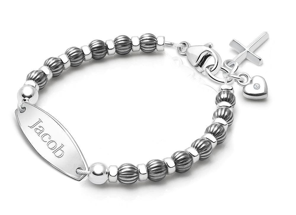 Boy’s Oxidized Silver, Baby/Children’s Engraved Bracelet – Sterling Silver
