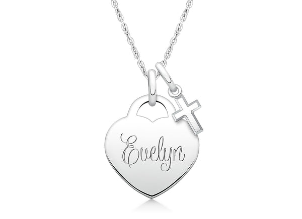 Small Heart, Communion Children’s Necklace for Girls (50+ Optional Charms & FREE Engraving) – Sterling Silver
