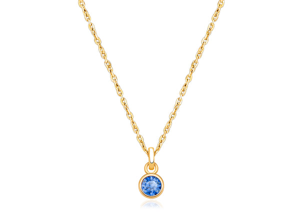 tB® Birthstone, Children’s Personalized Necklace for Boys (All 12 Crystal Birthstones Available) – 14K Gold