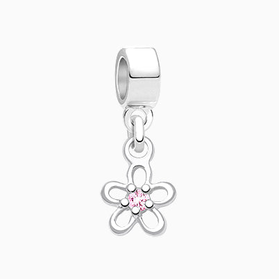 Fine Little Flower, Sterling Silver, Pink Enamel and Clear CZ Flower – Children’s Adoré™ Dangle Charm