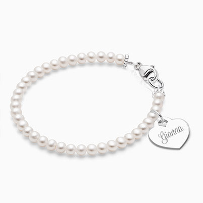 tB® Signature Crystal™ Trademark Blue, Baby/Children’s Beaded Bracelet for Girls (INCLUDES Engraved Charm) – Sterling Silver